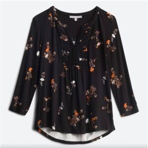 Daniel Rainn | Petoka Split Neck Knit Top, 3/4 Sleeves Black